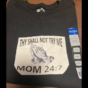 Women's THY SHALT NOT TRY ME Black/White T-Shirt SZ XL